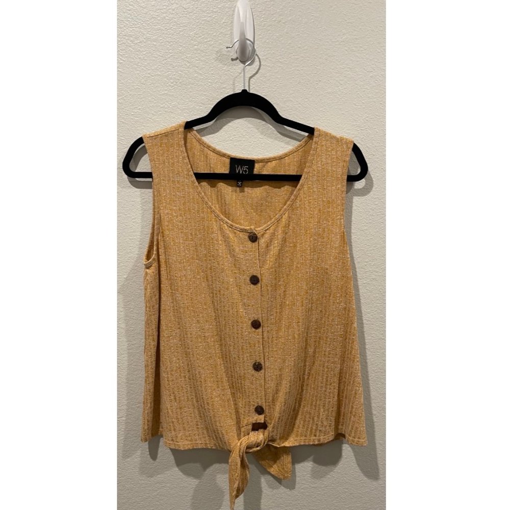 W5 Button Down Tie Front Brown Tank